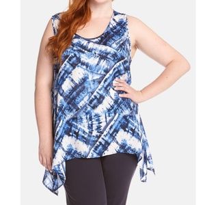 Karen Kane Brushed Blue Handkerchief Top